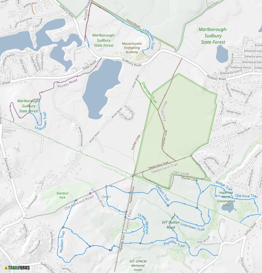 MarlboroughSudbury State Forest, Stow Mountain Biking Trails Trailforks