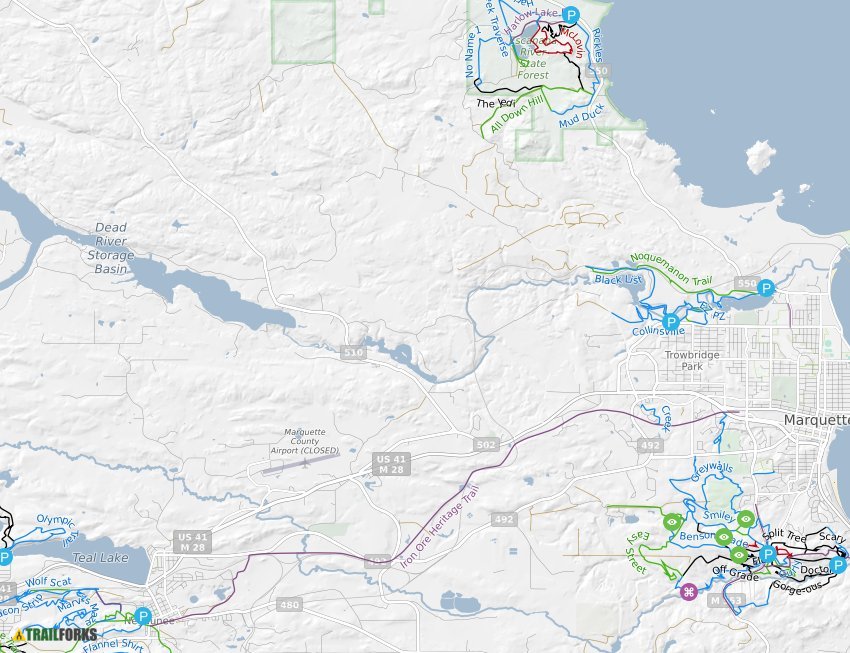 Marquette Michigan Mountain Biking Trails Trailforks