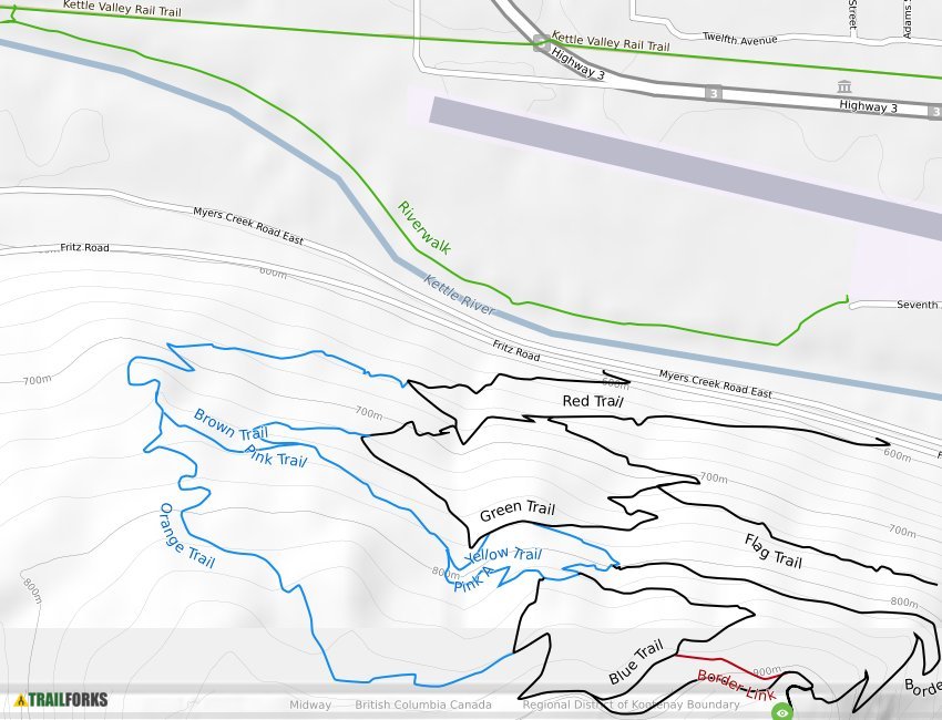 Midway British Columbia Mountain Biking Trails Trailforks   Midway 9401 Trail Map 