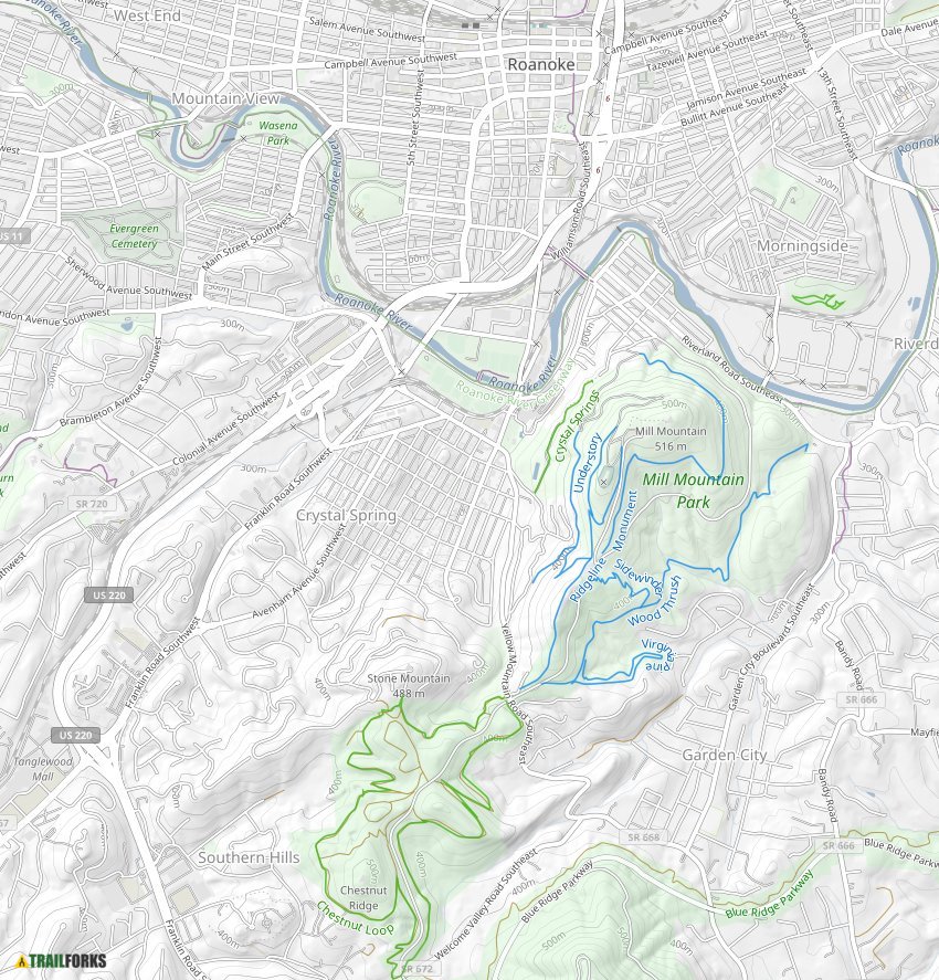 Mill Mountain Trail Map Mill , Roanoke Mountain Biking Trails | Trailforks