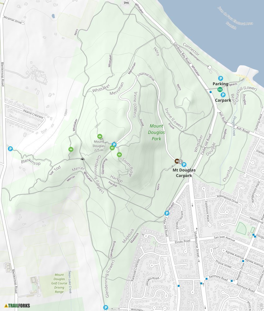 Mount Douglas Trail Map Mt Douglas Park, Saanich Hiking Trails | Trailforks