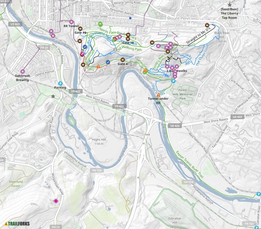 Neversink Mountain Preserve Mountain Biking Trails Trailforks