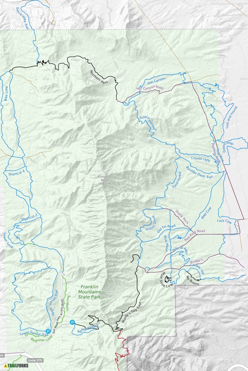 Tom Mays Park, El Paso Mountain Biking Trails Trailforks