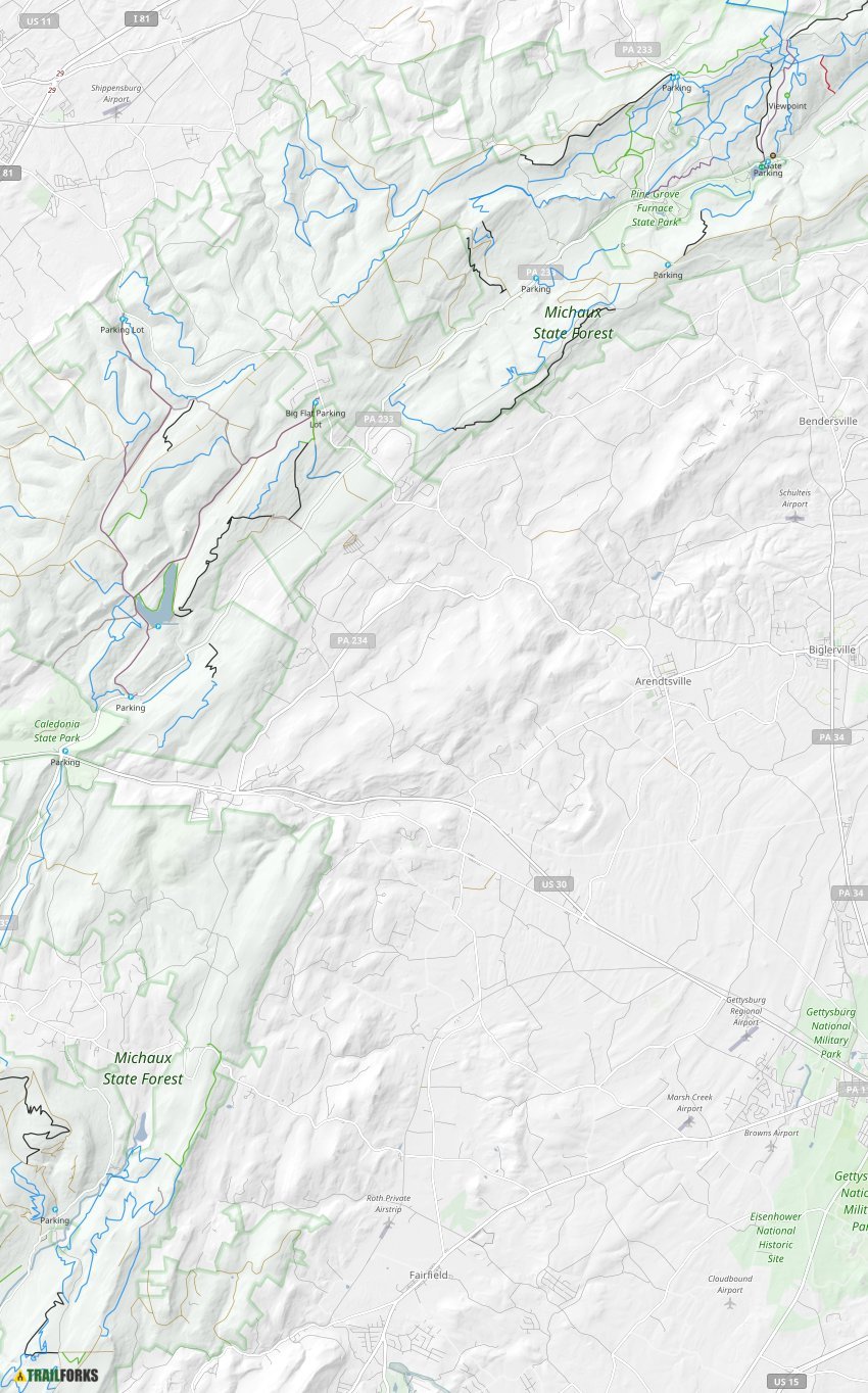 Northern Michaux, Mount Holly Springs Mountain Biking Trails Trailforks