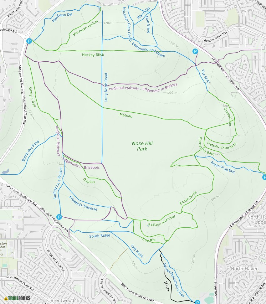 Nose Hill Park Map Nose Hill Park Mountain Biking Trails | Trailforks