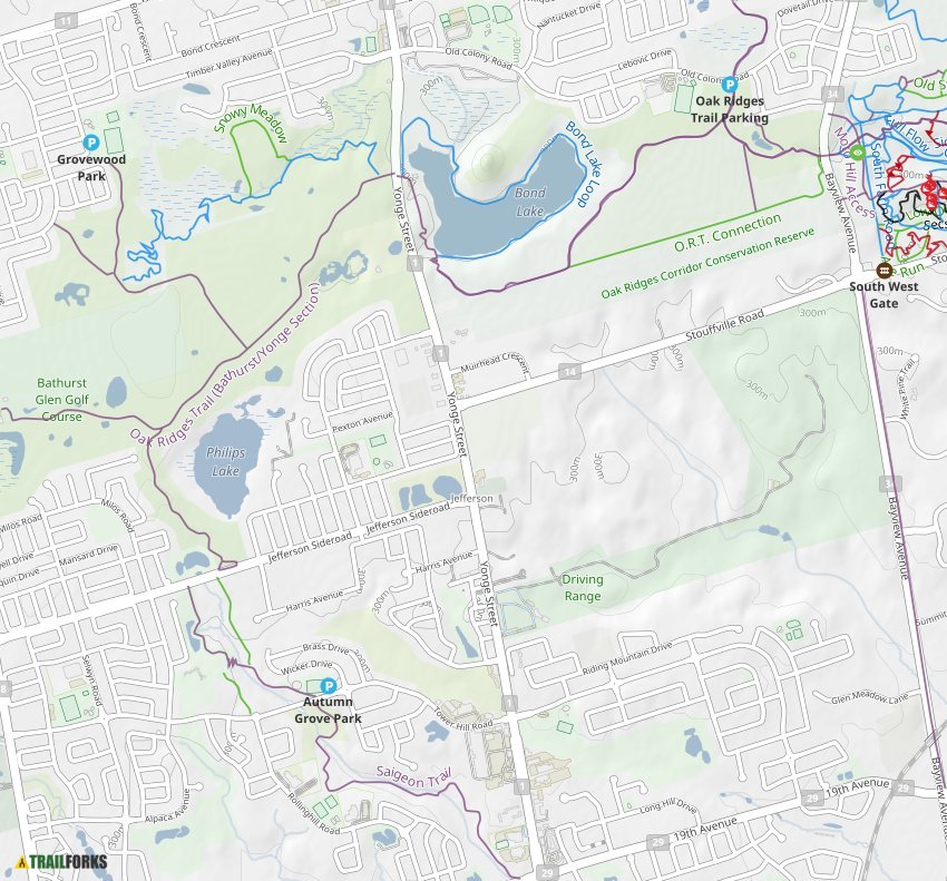 Oak Ridges Trail Map Oak Ridges Corridor, Richmond Hill Mountain Biking Trails | Trailforks