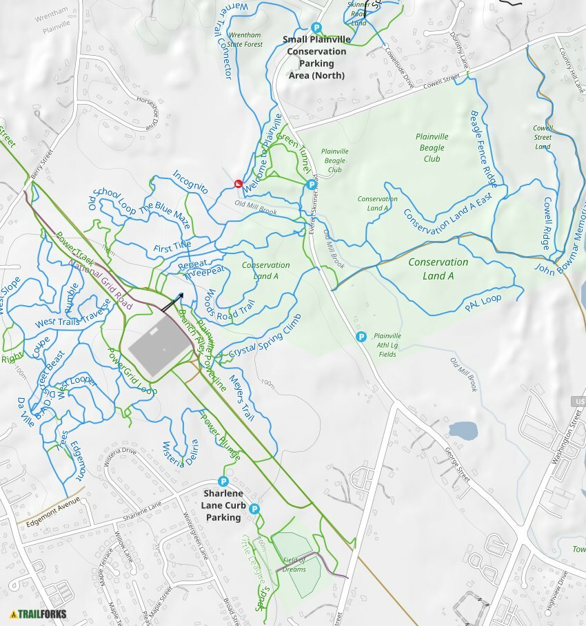 Plainville Conservation Land, plainville Mountain Biking Trails