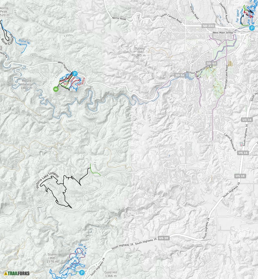 Rapid City, South Dakota Mountain Biking Trails - RapiD City Trail Map