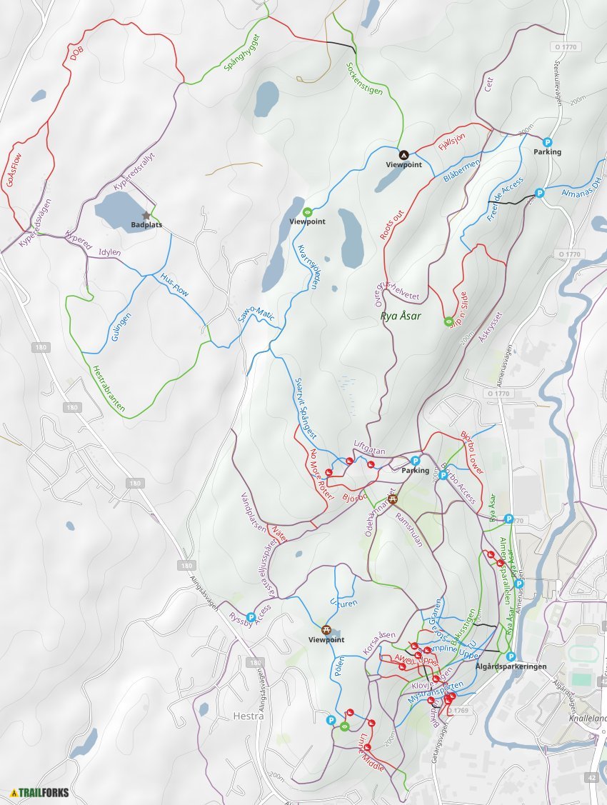 Rya Åsar, Borås Mountain Biking Trails 