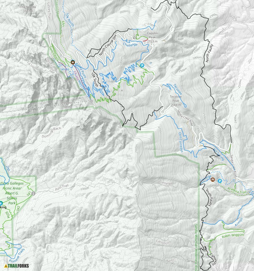 Sandia Mountain Hiking Trails - World Map