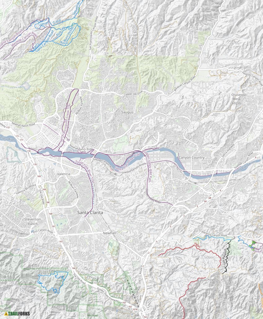 Map Of Santa Clarita CA Bike Trails