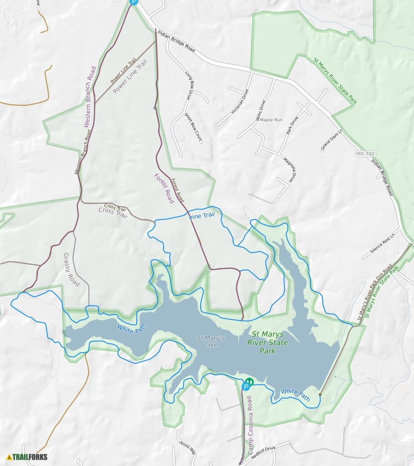 St. Mary’s Lake State Park, Leonardtown Mountain Biking Trails Trailforks