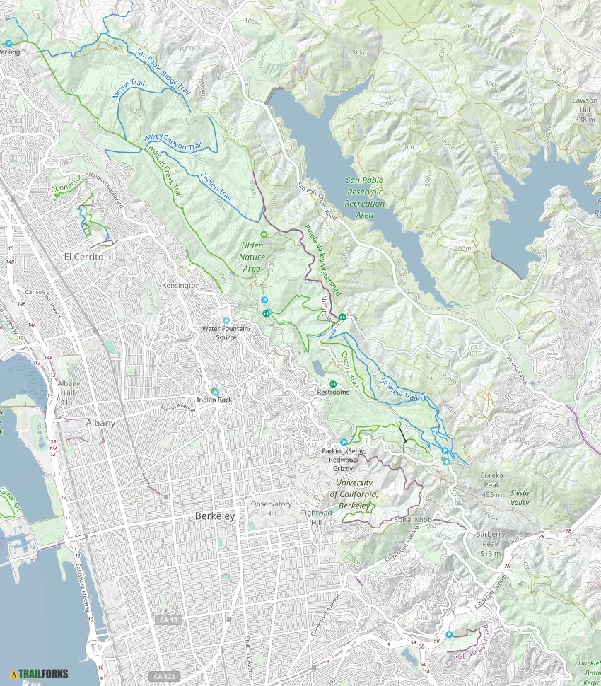 Wildcat Canyon Trail Map Tilden And Wildcat Canyon Mountain Biking Trails | Trailforks