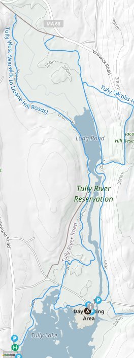 Tully Lake Trail Map Tully Lake, Royalston Mountain Biking Trails | Trailforks