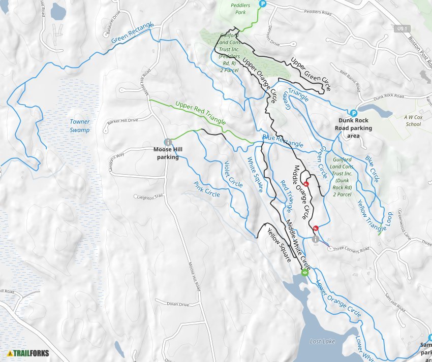 West Woods Trail Map Westwoods, Guilford Mountain Biking Trails | Trailforks