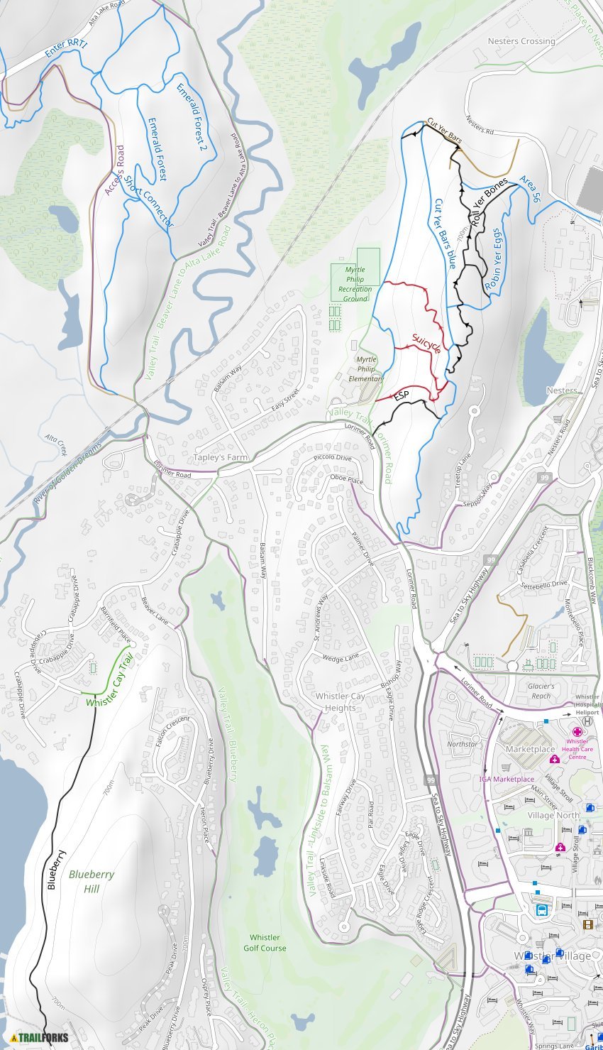 Whistler Village Whistler Mountain - Whistler Village 25664 Trail Map