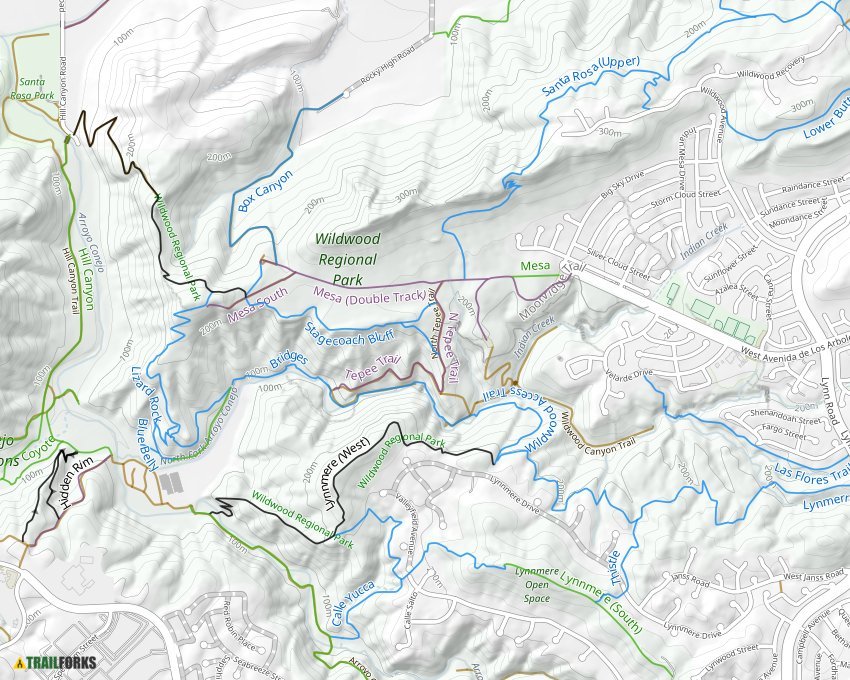 Wildwood Park Trail Map Wildwood Regional Park, Thousand Oaks Mountain Biking Trails | Trailforks