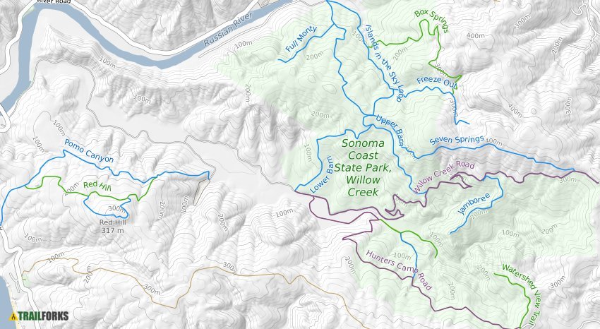 Willow Creek Trail Map Willow Creek / Sonoma Coast, Occidental Mountain Biking Trails | Trailforks