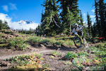 Nathan Riddle rides in front of Mt. Hood during the 2013 Oregon Enduro race.