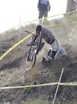 Lost the line on a sic switchback drop...rider did a full "Scorpion" but was OK.  Rode down the rest of the course.