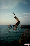 this is tyler my buddy riding a bike we found of the pier in kincardine