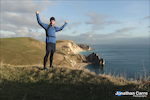 Self portrait of trail running along the South West Coast Path. Bit of a slog up this steep climb but the views back along the coast of Durdle Door made it worth it!
