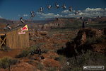 Tom VanSteenbergen's attempt at a front flip over the canyon gap at RedBull Rampage 2014.