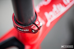 Jolanda Neff's bike is full of cool little details, such as this 'trademark' icon on the saddle clamp.