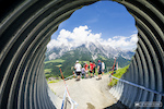 Because the view here never gets old. Mountains framed in steel culverts.
