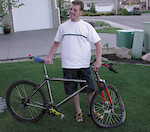7:35 pm June 15th, Carter snapped the Merlin like a chicken bone riding into the creek at about 40mph.  A great ride that day! (this is the 4th titanium frame he's broken.  Now riding a Norco Drop.)