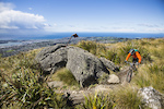 A rider heads across the skyline during the 2015 Urge 3 Peaks Enduro mountain biking race held in Dunedin, New Zealand.