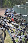 All the bikes lined up ready for the Tri-athlon!