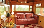 The double pull-out couch in the 1953 Tin Poppy trailer.