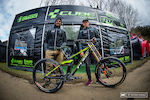 Matt Walker and Greg Williamson representing the newly formed green-team, the Cube Global Squad, on the Two15 downhill bike.