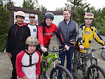 CBC producer David Micheal Lamb (left) and World Report host  David Common with the Carcross Singletrack to Success trailcrew.