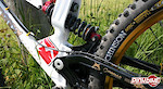 Rocker link on the Commencal Supreme DH frame set and Marzocchi ROCO rear shock. Check out the size of that main pivot.