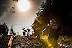 Riders make their way up one of the 'not so fun' climbs of the Andorra track.