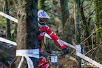 Hot on the tail of Danny Hart in practice Gee Atherton also got caught out in the rut.