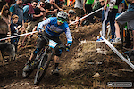 Foot out, flat out and fast as for Sam Hill in the slippery Irish dirt.
