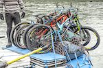 Darren Berrecloth and all the bikes loaded onto a raft before floating down the Tatshenshini River in the Tatshenshini-Alsek Provincial Park in British Columbia, Canada on August 31, 2016.