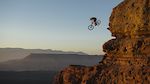 Darren Berrecloth drops in for the last light during practice at Red Bull Rampage in Virgin, Utah. Darren is always on point knowing when to ride his lines for the camera. He waited for the right moment knowing we were down here lining up the shot.