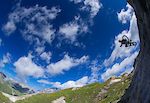Nathan 'Lizard' McComb laying the table high above Tignes bike park on a scorching July day.