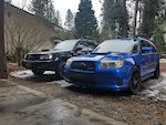 3" lift on the black XT Forester, 3" drop on the blue XT Forester.