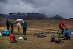 Prepping for another long and difficult day in the high alpine.
Photo by Justa Jeskova