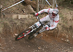 steve rails the lower berm after the bombhole berm. he came off seconds later,just out of sight,and was still 4th!