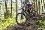 Giro Bekah Rottenberg testing traction on Hidden Trail in Post Canyon outside of Hood River, OR