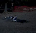 not pumped about falling on a backflip 1 foot X, his bike smoked him in the dome
Jess Findlay Photo