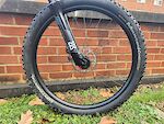 * Brand X 26" wheel (110mmx15mm thru axle)
* Continental Mountain King tubeless tires
* Avid BB5 mechanical disc brakes (160mm rotor)