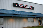 Devinci Factory Tour - Outside the front door as the snow began to fall.