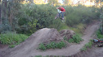 brakeless! not shown in photo, the hilarious attempt of him stopping after bailing to the side of the second jump, he just slides into a group of trees slapping his feet on the ground lol